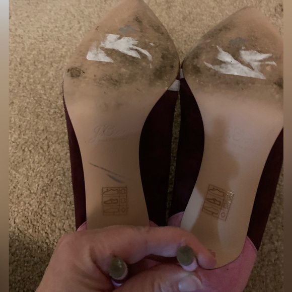 J Crew pink maroon suede heels strap accent size 10.5 - Picture 5 of 5